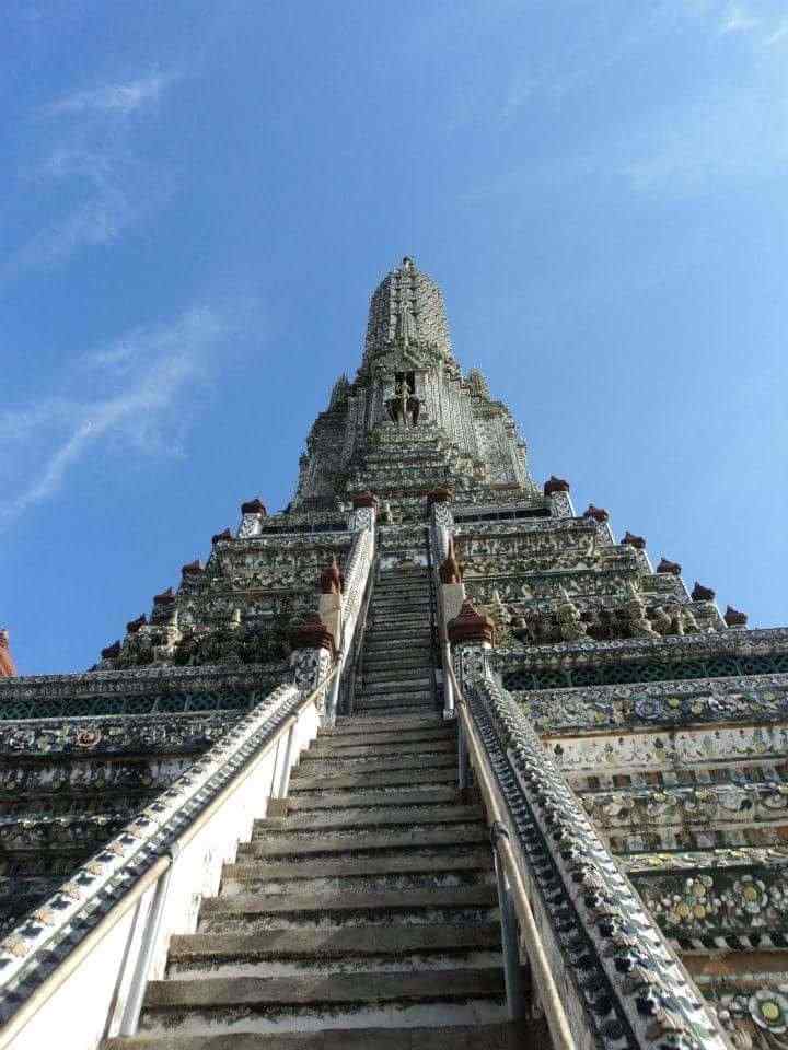 "Wat Arun Temple Clear Blue Skies"