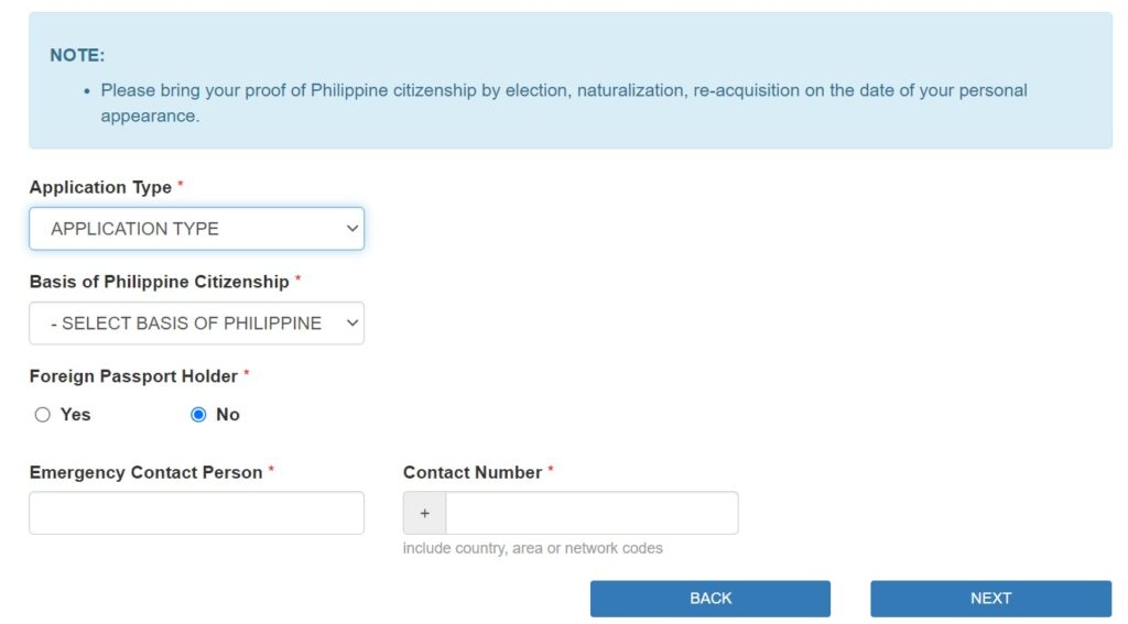 Philippine Passport Application Type and Basis Of Philippine Citizenship