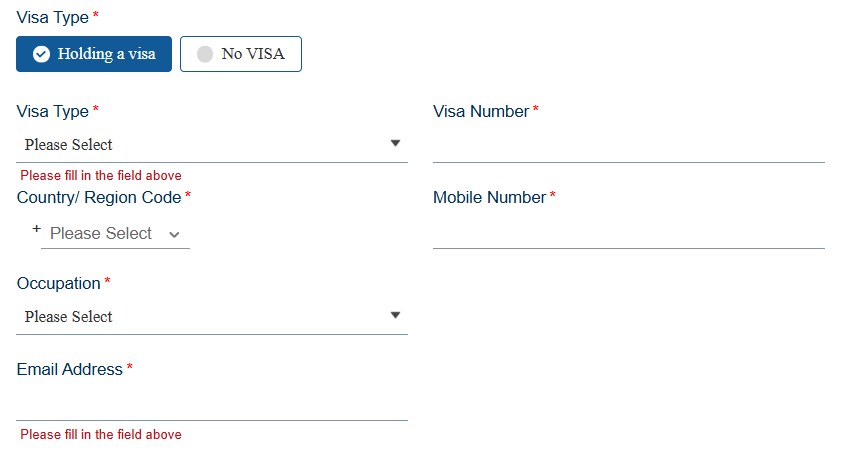 Visa Information Taiwan Online Arrival Card