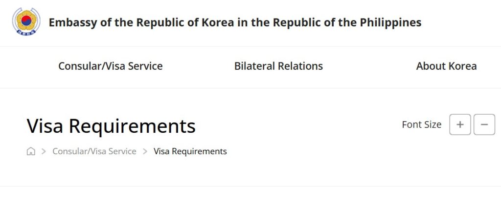 Embassy of Republic of Korea website