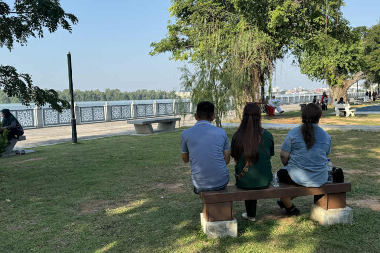 Sitting at Bench At Tanjung Emas Park Muar