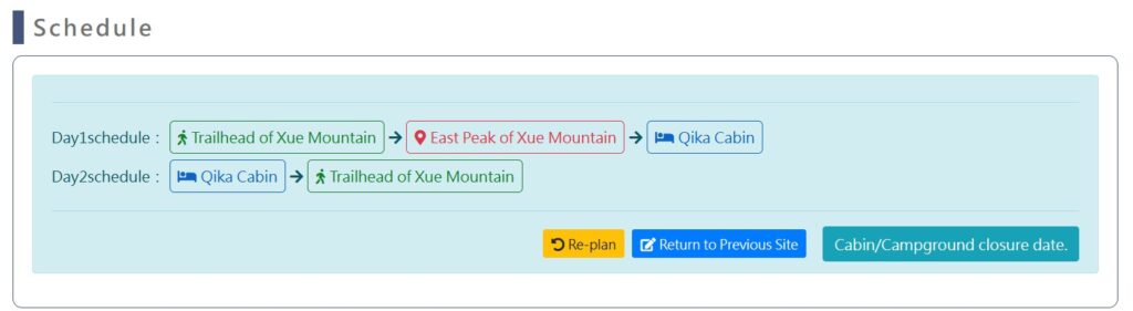 Schedule Of Xueshan East Peak Hike Application Foreigner